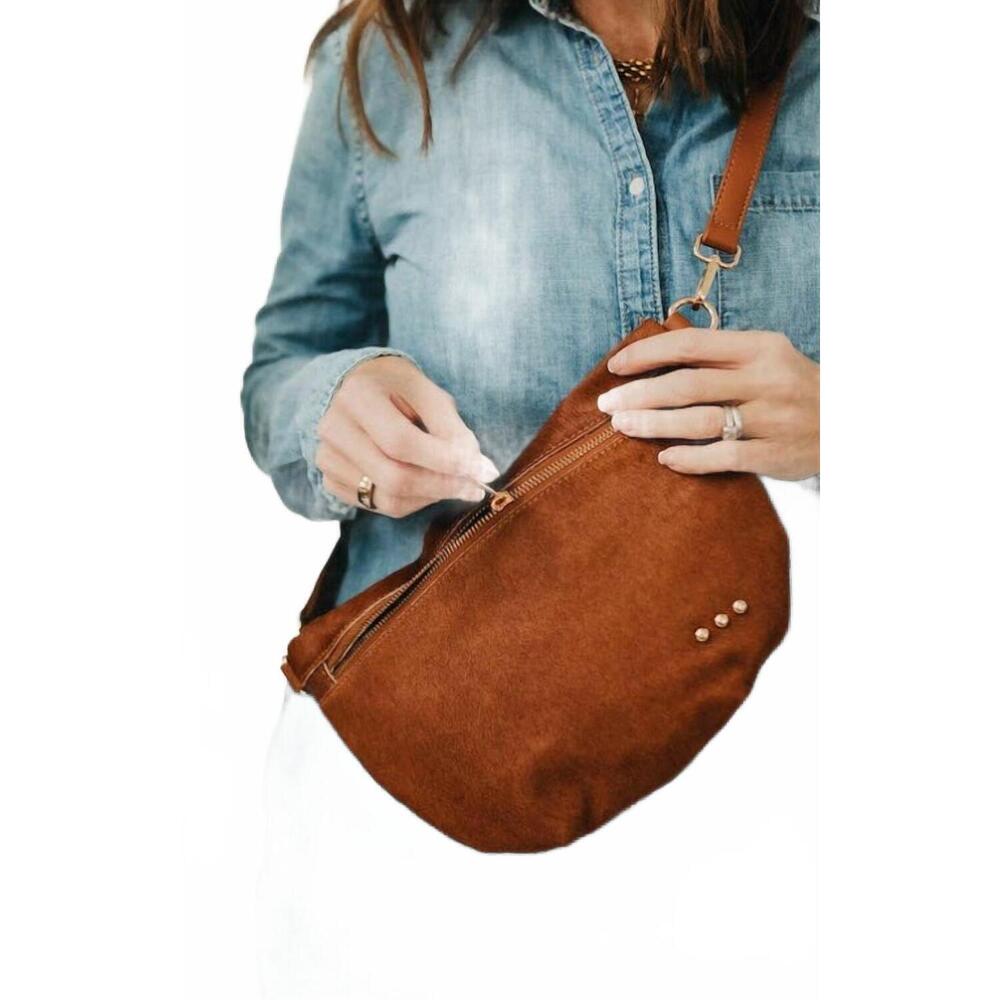 NEW PRETTY SIMPLE women's hair on hide westlyn bum bag in brown
